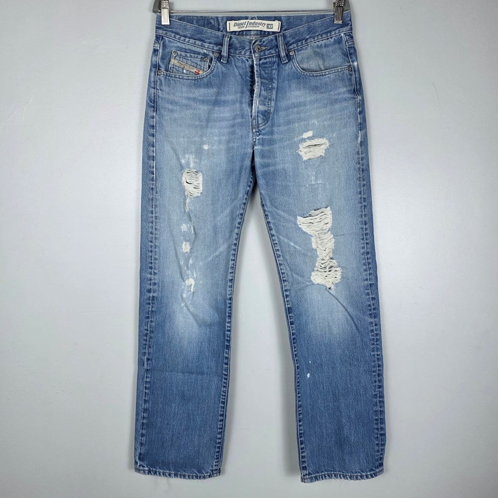 Diesel Kulter Denim Division Mens Distressed Blue Jeans Button Fly Size 34